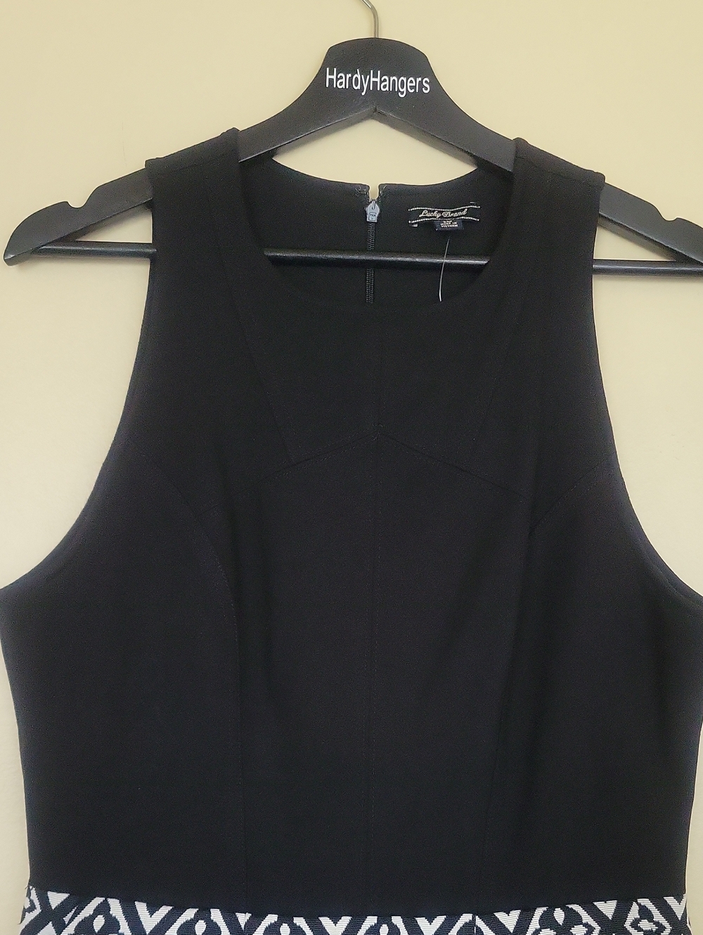LUCKY BRAND Sleeveless Black and Gray Patterned Midi Dress - Picture 2 of 7